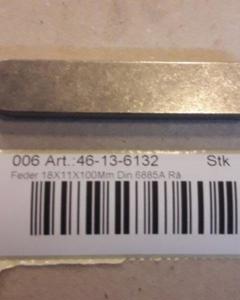 Parallel key 18x11x100mm DIN 6885 Raw M&M